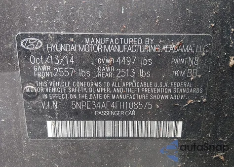 2015 Hyundai Sonata Sport from USA, damaged, VIN 5NPE34AF4FH108575